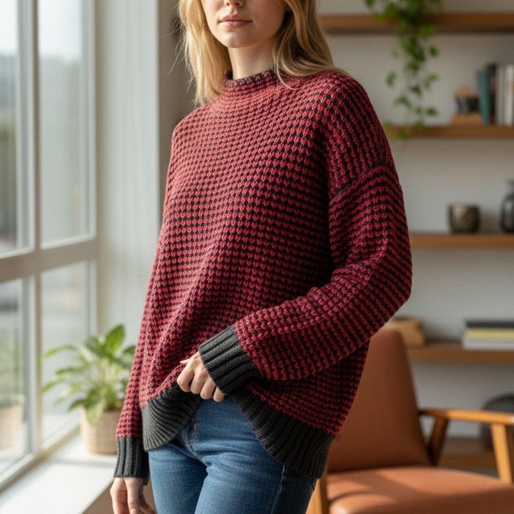 Sanctuary Red and Black Cowl Sweater